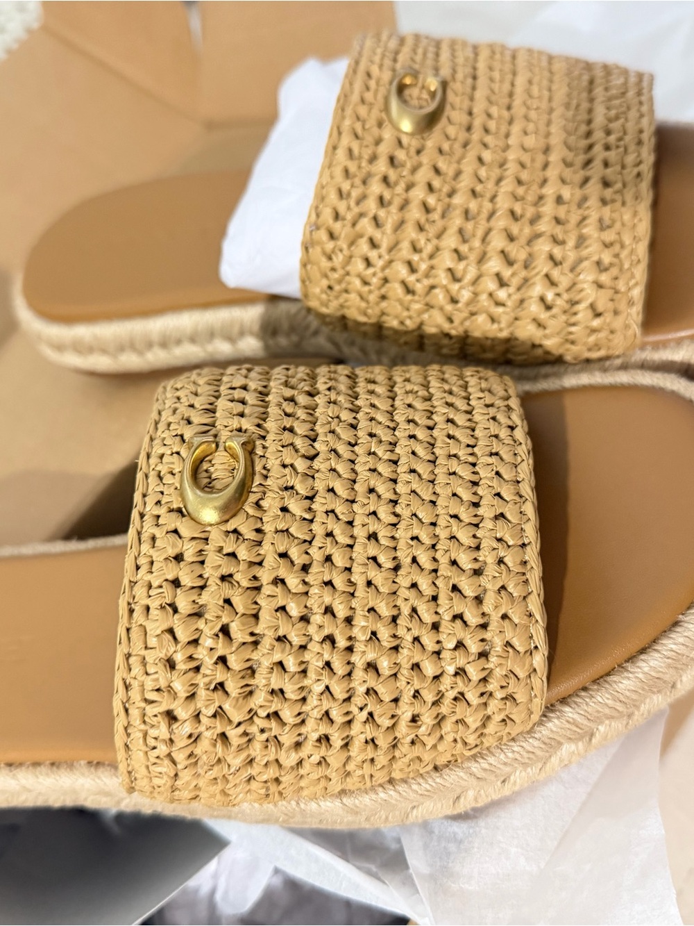 Coach Holly Raffia Sandal Natural Size 7B
